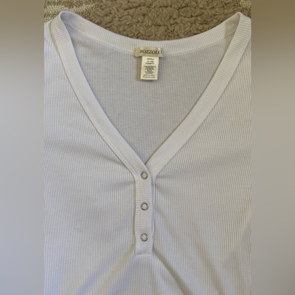 White Ribbed Crop Top - Picture 2 of 2